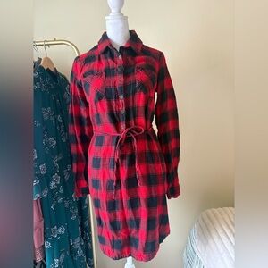 Merona Red and Black Long Sleeve Dress